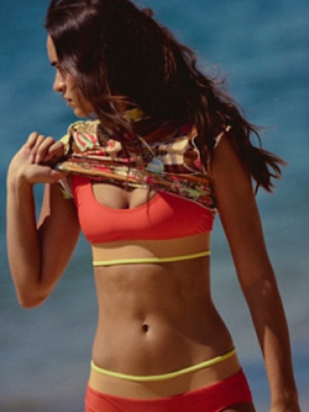 Free People The Seea Naya Coral Two-Piece Bikini Set Top Lg Bottom Sm NWOT